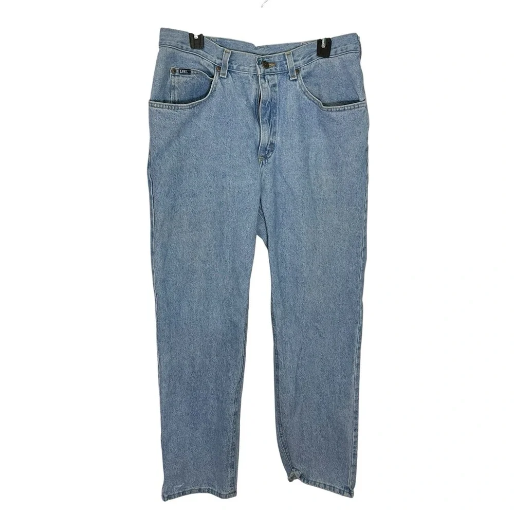 Lee 32x31.5 Light Wash Denim Jeans Straight Leg Vintage 90s Casual Retro